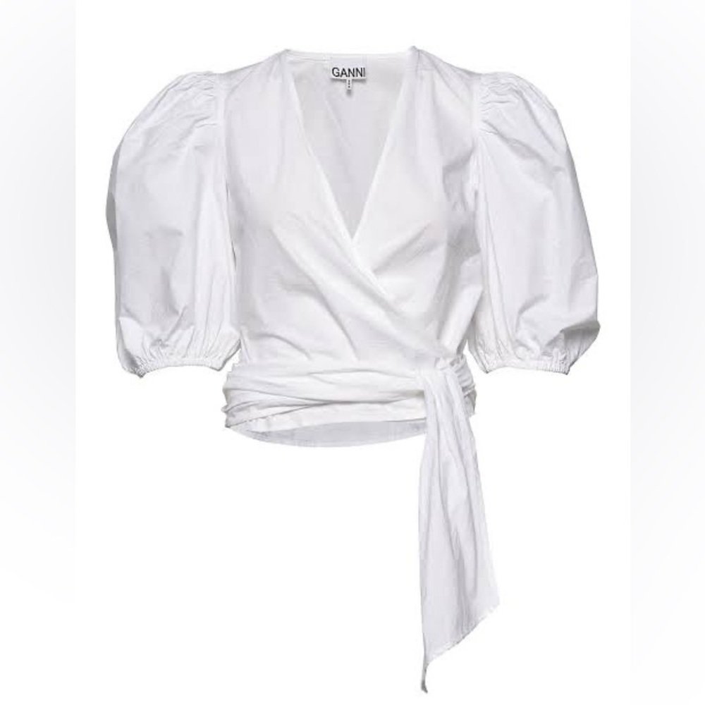 Ganni Poplin Wrap Blouse